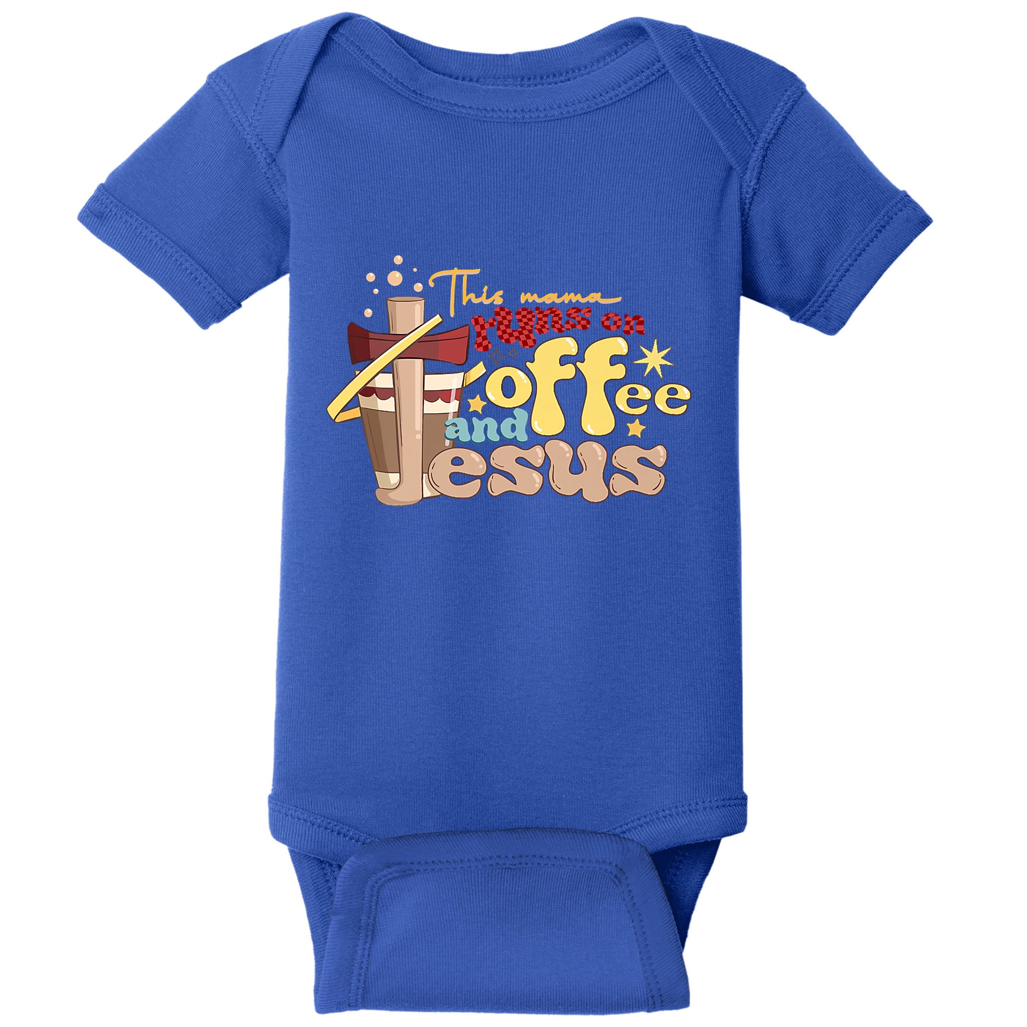 This Mom Runs On Coffee And Jesus! Baby Bodysuit