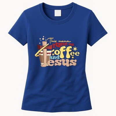 This Mom Runs On Coffee And Jesus! Womens T-Shirt