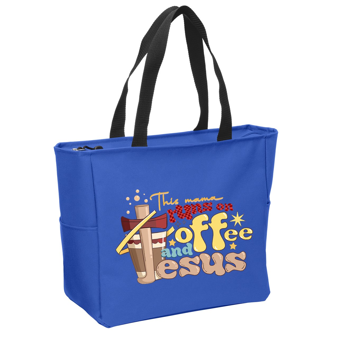 This Mom Runs On Coffee And Jesus! Zip Tote Bag