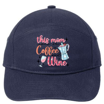 This Mom Runs On Coffee And Wine 7-Panel Snapback Hat