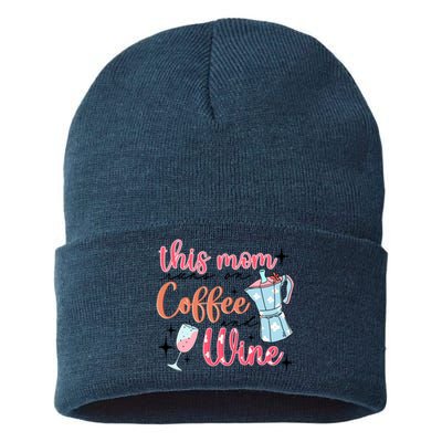 This Mom Runs On Coffee And Wine Sustainable Knit Beanie