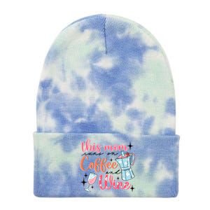 This Mom Runs On Coffee And Wine Tie Dye 12in Knit Beanie