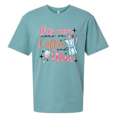 This Mom Runs On Coffee And Wine Sueded Cloud Jersey T-Shirt