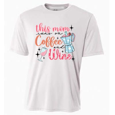 This Mom Runs On Coffee And Wine Cooling Performance Crew T-Shirt