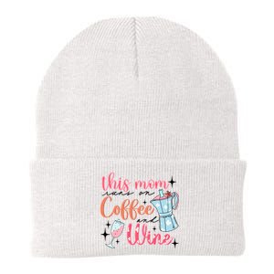 This Mom Runs On Coffee And Wine Knit Cap Winter Beanie