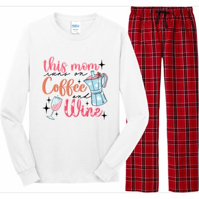 This Mom Runs On Coffee And Wine Long Sleeve Pajama Set