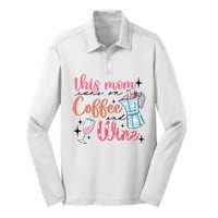 This Mom Runs On Coffee And Wine Silk Touch Performance Long Sleeve Polo