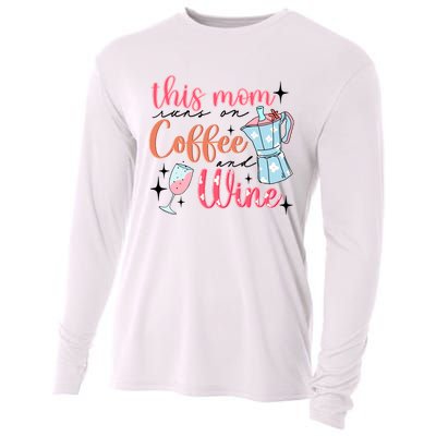 This Mom Runs On Coffee And Wine Cooling Performance Long Sleeve Crew