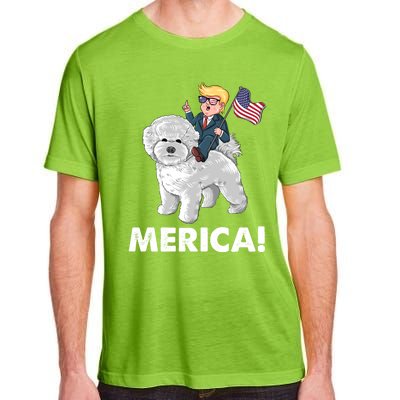 Trump Merica Riding A Bichon Frise Dog 4th July Great Gift Adult ChromaSoft Performance T-Shirt