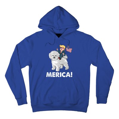 Trump Merica Riding A Bichon Frise Dog 4th July Great Gift Hoodie