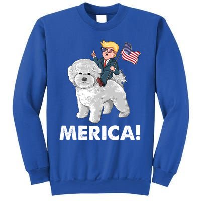 Trump Merica Riding A Bichon Frise Dog 4th July Great Gift Sweatshirt