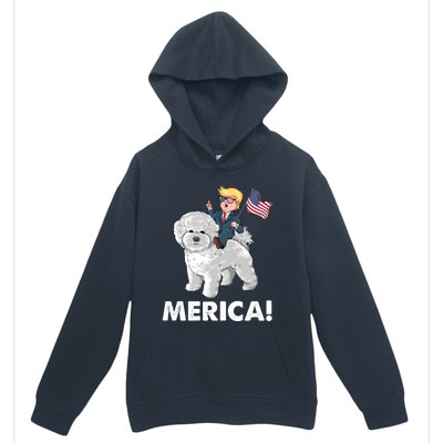 Trump Merica Riding A Bichon Frise Dog 4th July Great Gift Urban Pullover Hoodie