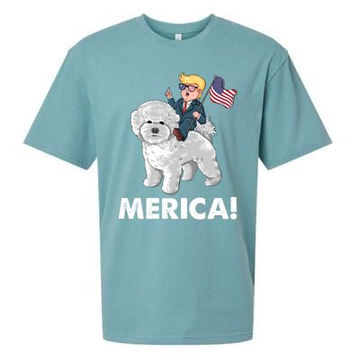 Trump Merica Riding A Bichon Frise Dog 4th July Great Gift Sueded Cloud Jersey T-Shirt