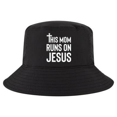 This Mom Runs On Jesus Christian Mother's Day Cool Comfort Performance Bucket Hat
