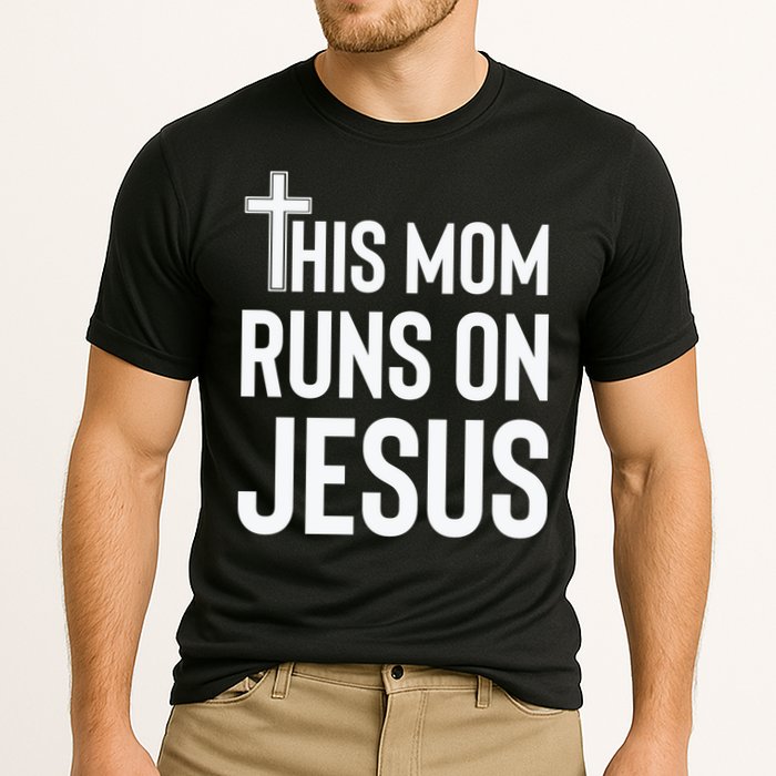 This Mom Runs On Jesus Christian Mother's Day Cooling Performance Crew T-Shirt