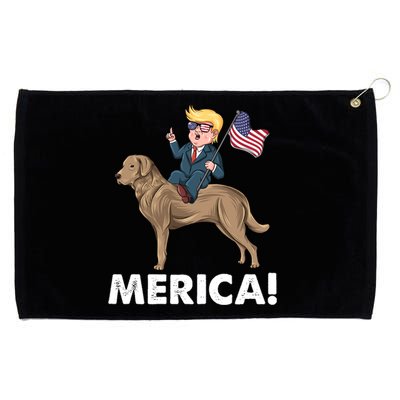 Trump Merica Riding A Chesapeake Bay Retriever Dog 4th July Cute Gift Grommeted Golf Towel