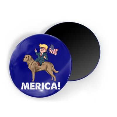 Trump Merica Riding A Chesapeake Bay Retriever Dog 4th July Cute Gift Magnet