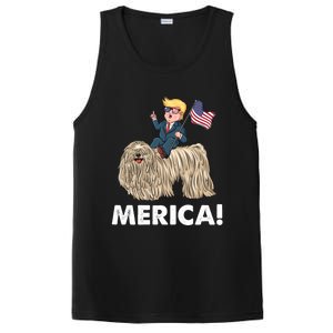 Trump Merica Riding A Puli Dog Patriotic 4th July Gift PosiCharge Competitor Tank