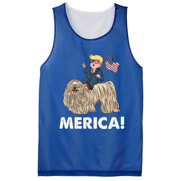 Trump Merica Riding A Puli Dog Patriotic 4th July Gift Mesh Reversible Basketball Jersey Tank