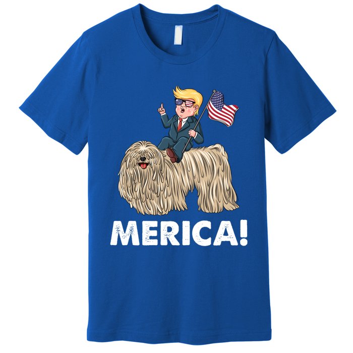 Trump Merica Riding A Puli Dog Patriotic 4th July Gift Premium T-Shirt