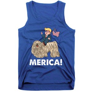 Trump Merica Riding A Puli Dog Patriotic 4th July Gift Tank Top