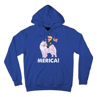 Trump Merica Riding A Samoyed Dog Patriotic 4th July Gift Hoodie