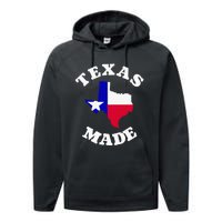 Texas Made Red White And Blue Texas Flag Texas State Pride Performance Fleece Hoodie