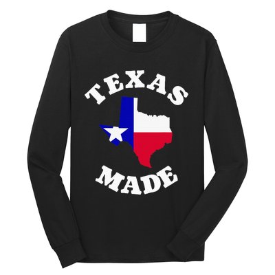 Texas Made Red White And Blue Texas Flag Texas State Pride Long Sleeve Shirt