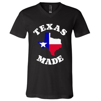 Texas Made Red White And Blue Texas Flag Texas State Pride V-Neck T-Shirt