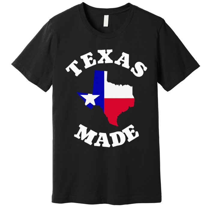 Texas Made Red White And Blue Texas Flag Texas State Pride Premium T-Shirt