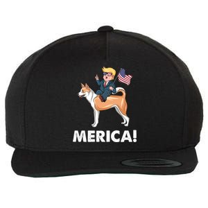 Trump Merica Riding A Canaan Dog 4th July Cute Gift Wool Snapback Cap