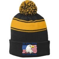 The Metric System Cant Measure Freedom 4th Of July Stripe Pom Pom Beanie