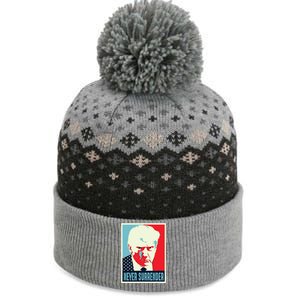 Trump Mug Shot Never Surrender The Baniff Cuffed Pom Beanie