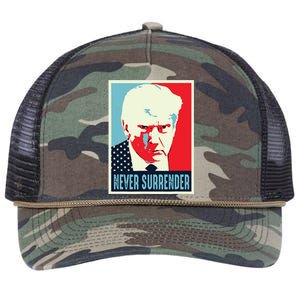 Trump Mug Shot Never Surrender Retro Rope Trucker Hat Cap