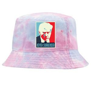 Trump Mug Shot Never Surrender Tie-Dyed Bucket Hat