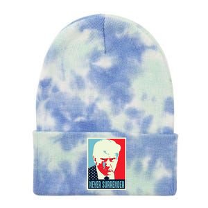 Trump Mug Shot Never Surrender Tie Dye 12in Knit Beanie