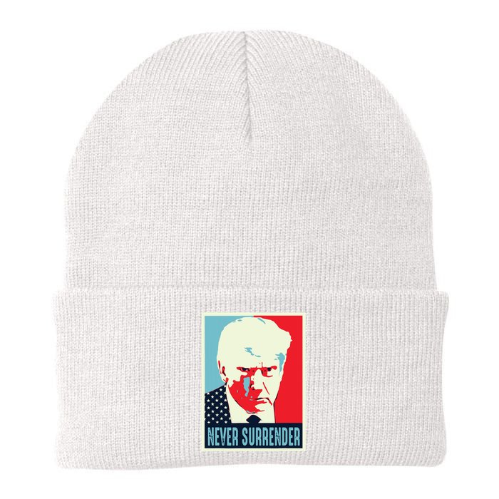 Trump Mug Shot Never Surrender Knit Cap Winter Beanie