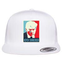 Trump Mug Shot Never Surrender Flat Bill Trucker Hat