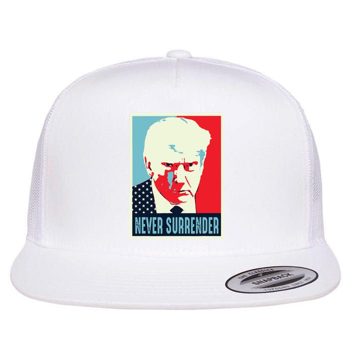 Trump Mug Shot Never Surrender Flat Bill Trucker Hat