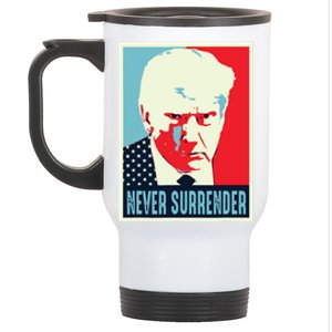 Trump Mug Shot Never Surrender Stainless Steel Travel Mug