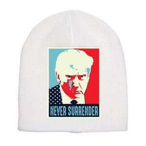 Trump Mug Shot Never Surrender Short Acrylic Beanie