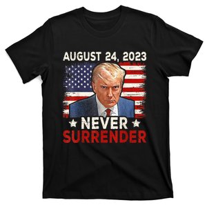 Trump Mug Shot Donald Trump Mug Shot Never Surrender T-Shirt