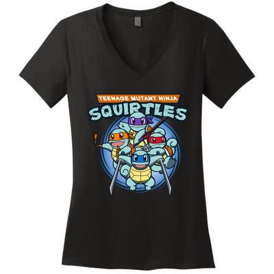 Teenage Mutant Squirtles Women's V-Neck T-Shirt