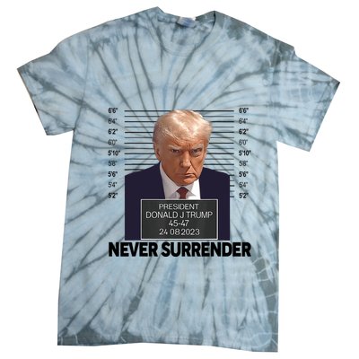Trump Mug Shot Donald Trump Mug Shot Never Surrender Trending Design Tie-Dye T-Shirt
