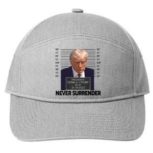 Trump Mug Shot Donald Trump Mug Shot Never Surrender Trending Design 7-Panel Snapback Hat