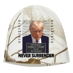 Trump Mug Shot Donald Trump Mug Shot Never Surrender Trending Design Kati - Camo Knit Beanie