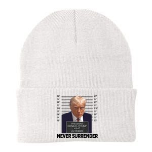 Trump Mug Shot Donald Trump Mug Shot Never Surrender Trending Design Knit Cap Winter Beanie