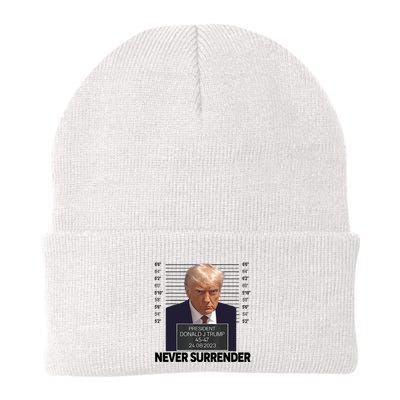 Trump Mug Shot Donald Trump Mug Shot Never Surrender Trending Design Beanie