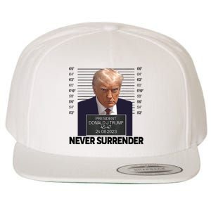 Trump Mug Shot Donald Trump Mug Shot Never Surrender Trending Design Wool Snapback Cap