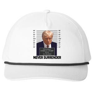 Trump Mug Shot Donald Trump Mug Shot Never Surrender Trending Design Snapback Five-Panel Rope Hat